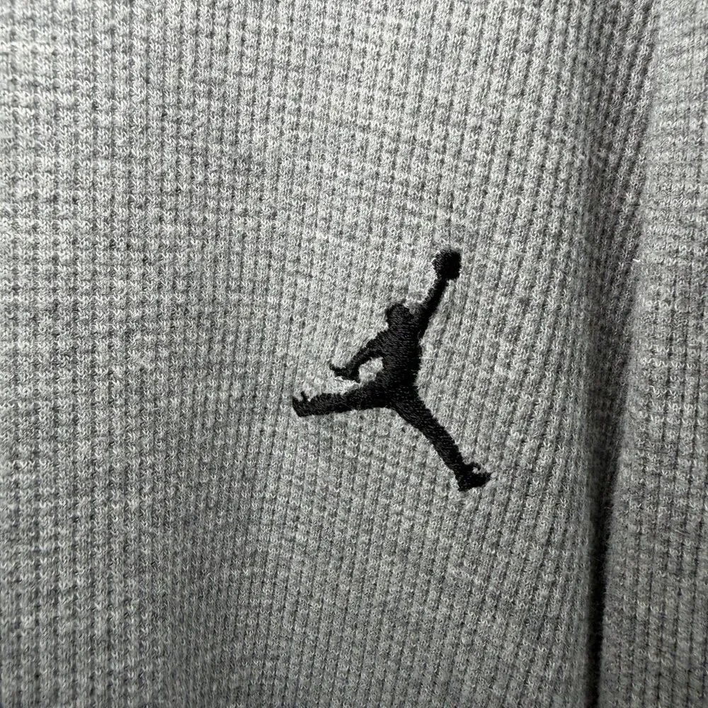 Nike Air Jordan Long Sleeve Thermal T Shirt Men 3XL Gray Waffle Knit Embroidered